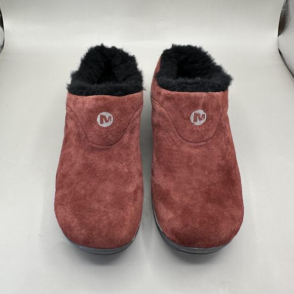 Merrell Encore Ice QForm2 Shoes Womens Size 7.5 Red Suede Fur Slip On Clogs - Picture 4 of 10